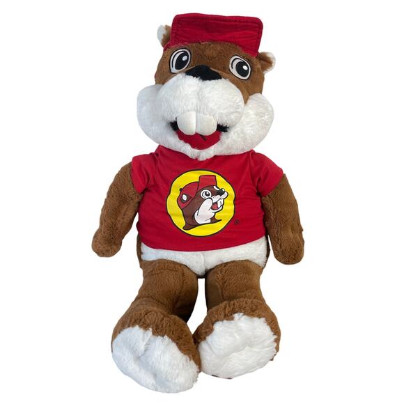 Buc-ee's Beaver Mascot Plush Toy 27" Red Shirt Hat Logo Stuffed Animal Texas Gas - Picture 3 of 13